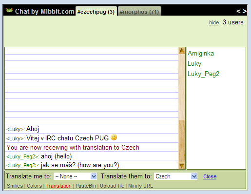 IRC chat Czech PUG